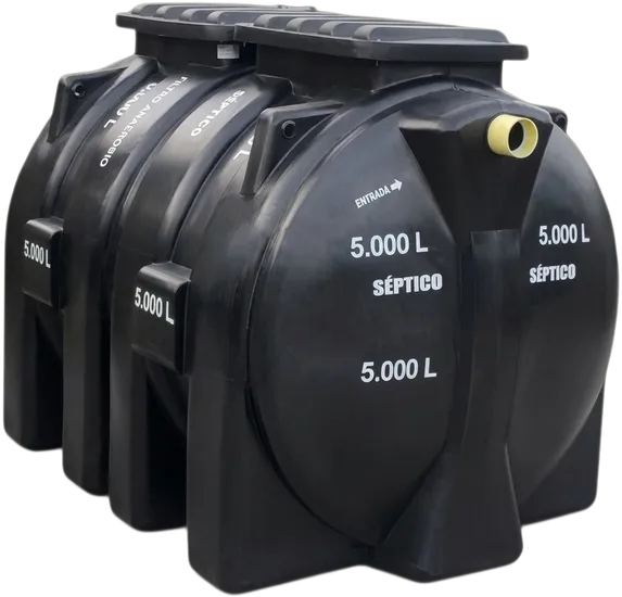 Pozo séptico integrado de 5.000 litros, tanque negro horizontal de gran tamaño con cámara séptica y filtro anaerobio